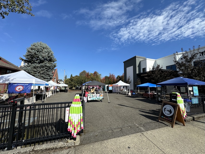 Artist booths in the Gresham History Museum parking lot.