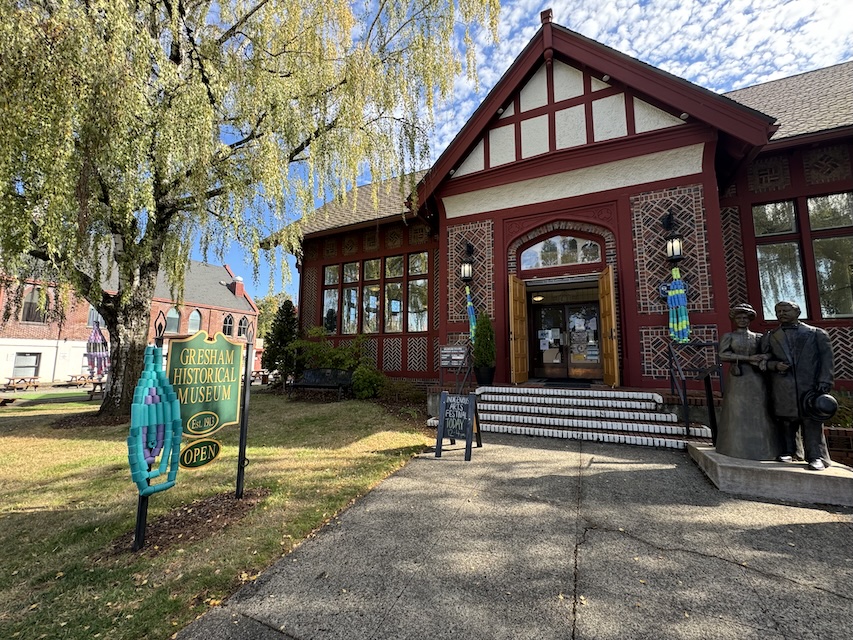 Gresham Historical Society with Native decorations.