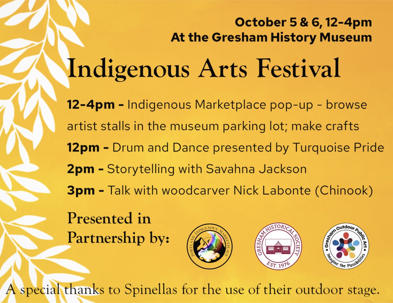 Indigenous Arts Festival October 5th and 6th, 12pm to 4pm