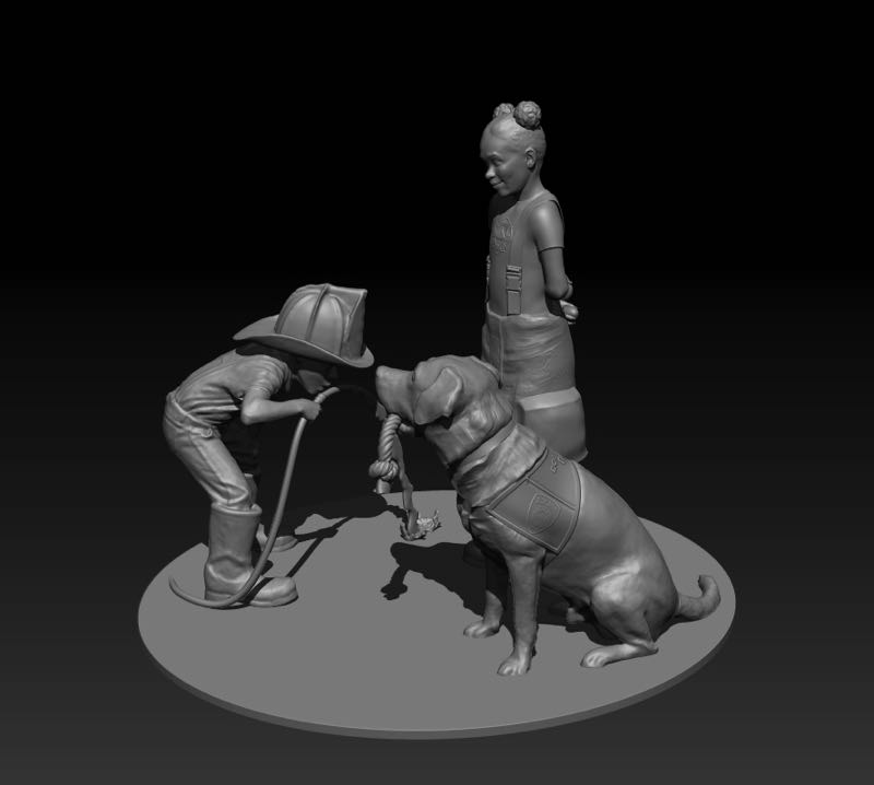 3D rendering of Little Heroes statue